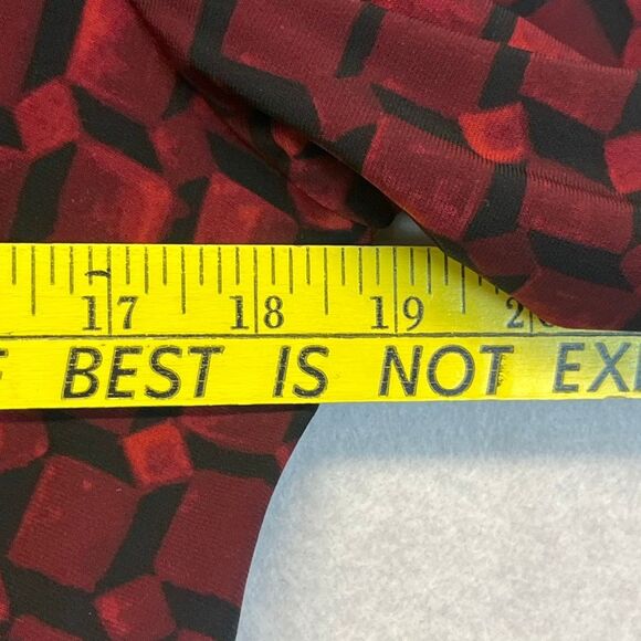 NWT LAUREN RALPH LAUREN Sheath Dress Sz 14 Red Geometric Ruched Midi 3/4 Sleeve - Picture 9 of 16